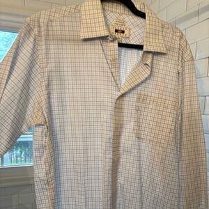 Joseph Abboud Men's Plaid Shirt - white and blue